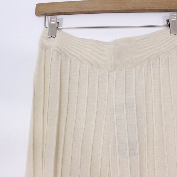 *Nasty Gal 50% Recycled Knitted Wide Leg Pant Cream High Rise - Picture 6 of 7